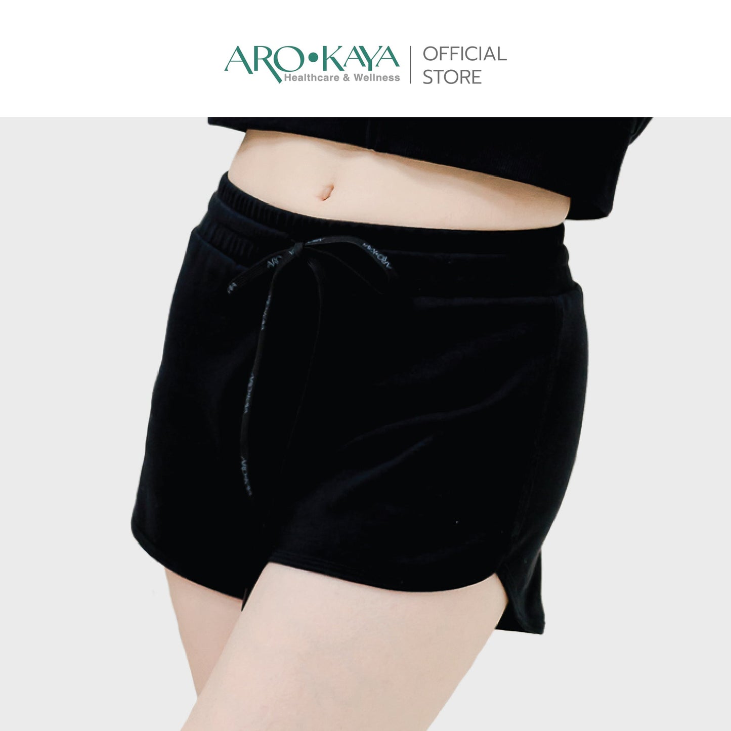 AROKAYA COLLAGEN PULL-ON SHORTS กางเกงวอร์มขาสั้นป้องกันรังสี UV สีเทา สีดำ รุ่น AC4102