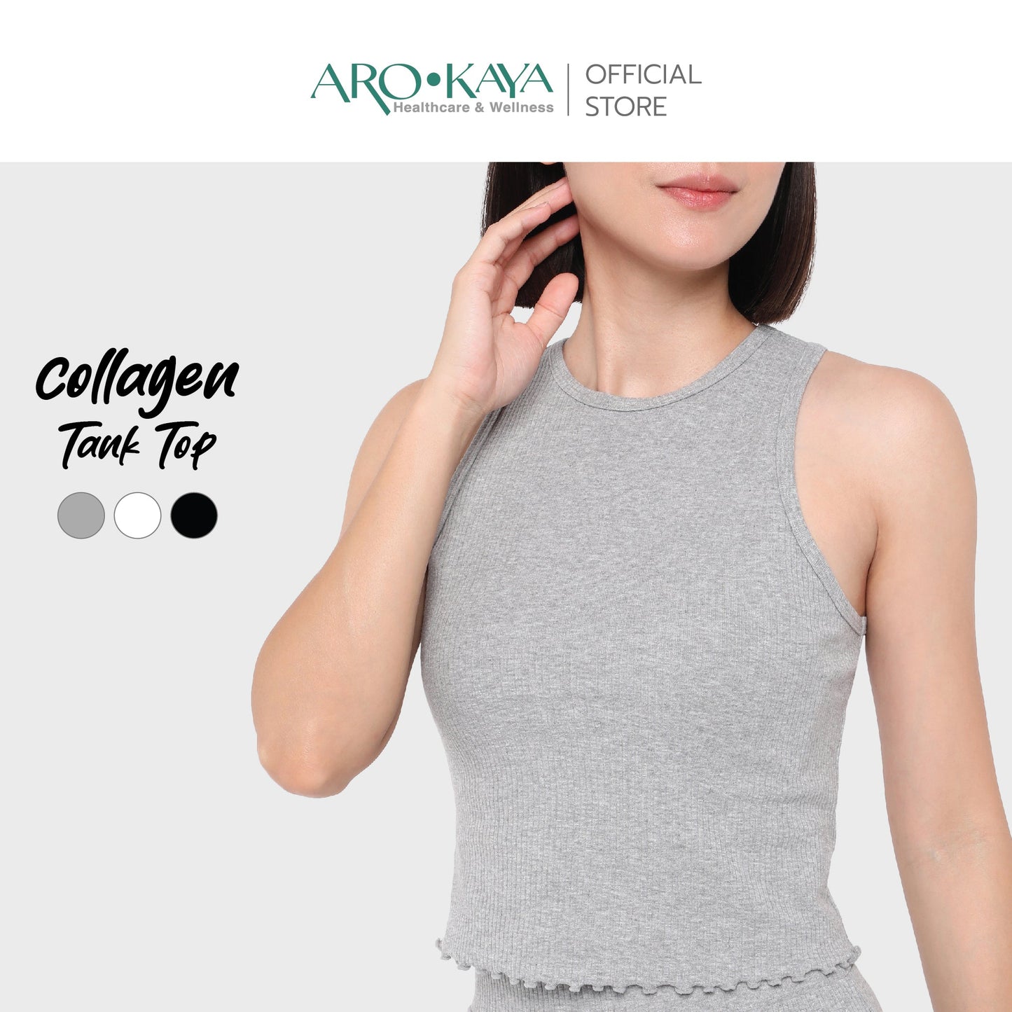 AROKAYA COLLAGEN TANK TOP เสื้อกล้ามลดกลิ่นไม่พึงประสงค์ สีขาว สีเทา สีดำ รุ่น AC3101