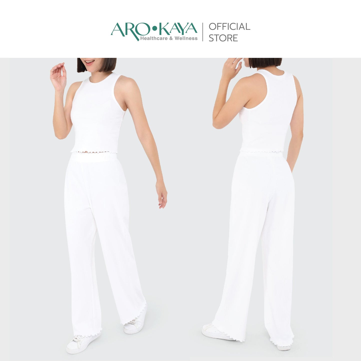 AROKAYA COLLAGEN LOUNGE PANTS กางเกงขายาวเส้นใยคลอลาเจนเย็นสบาย สีเทา สีดำ สีขาว รุ่น AC4201