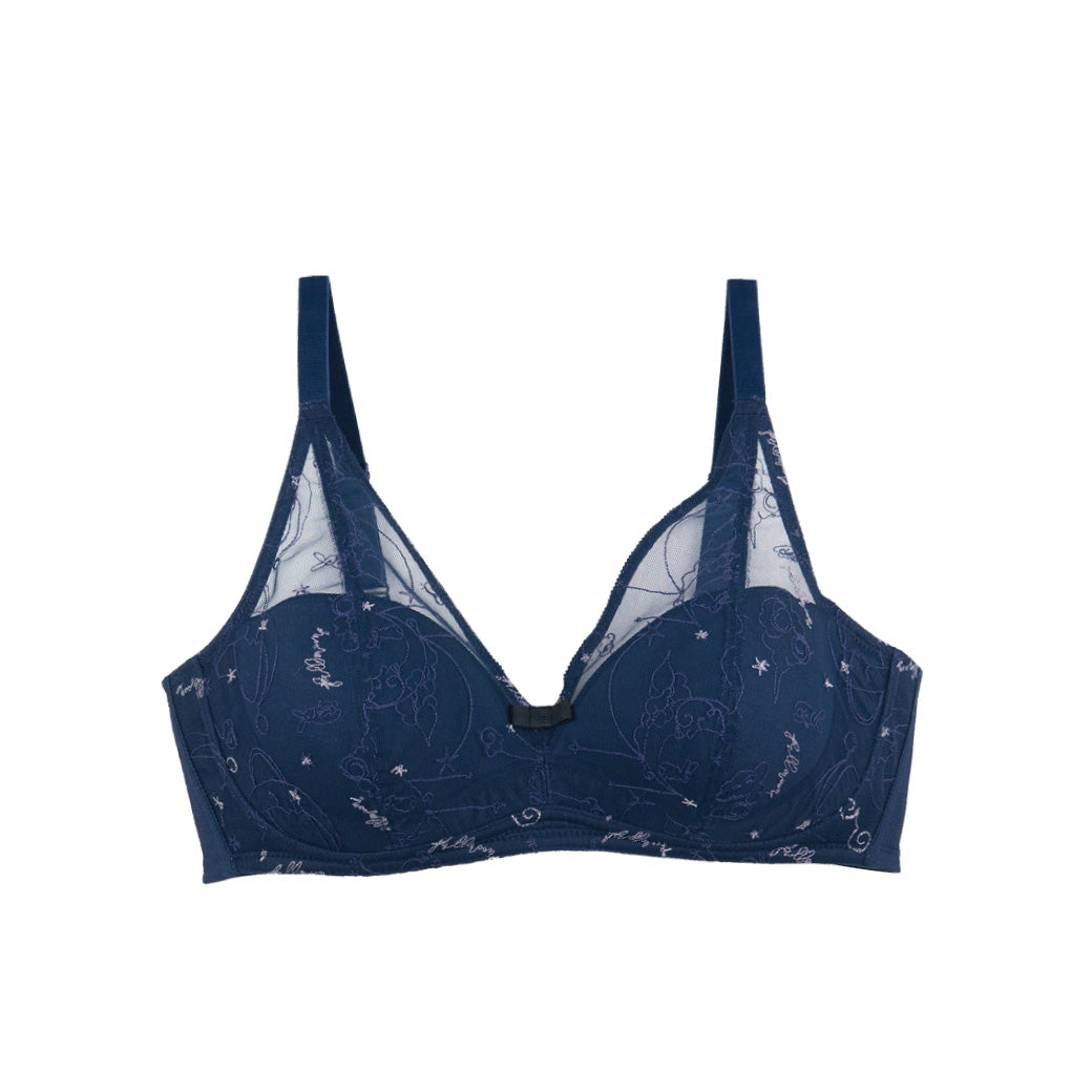 FULL MOON BRA TO THE MOON เสื้อในไร้โครง แต่งลูกไม้ (สาวคัพใหญ่) สีน้ำเงิน สีม่วง รุ่น NB45100