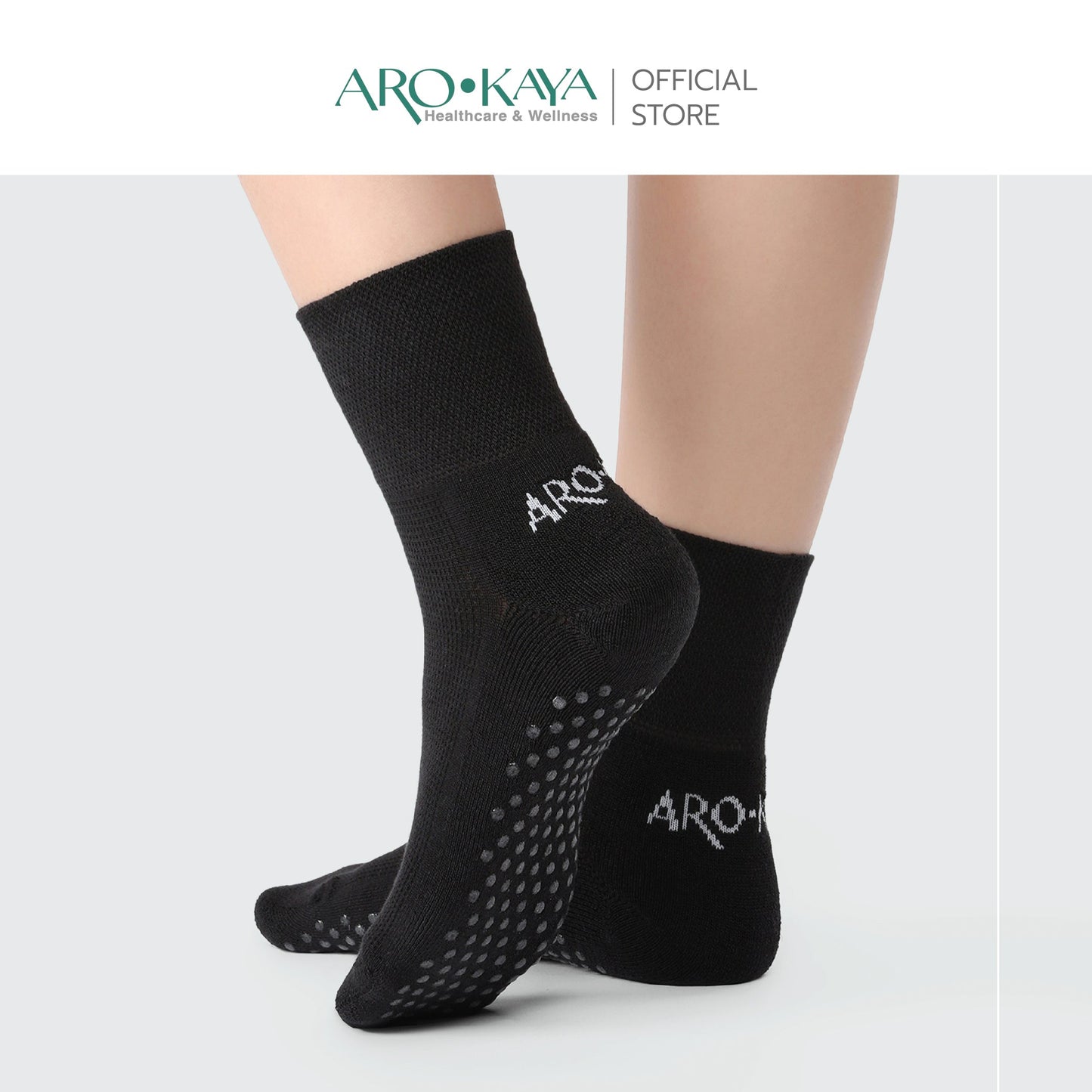 AROKAYA ZERO ODOR SOCKS - HEALTHY ถุงเท้าเพื่อสุขภาพ มีปุ่มซิลิโคนกันลื่นบริเวณฝ่าเท้า รุ่น AA1L04