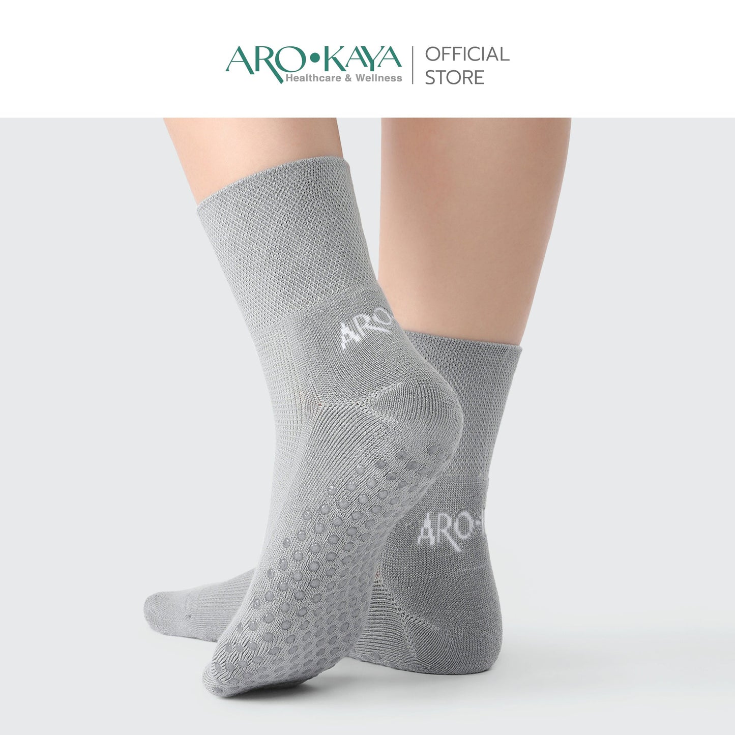 AROKAYA ZERO ODOR SOCKS - HEALTHY ถุงเท้าเพื่อสุขภาพ มีปุ่มซิลิโคนกันลื่นบริเวณฝ่าเท้า รุ่น AA1L04