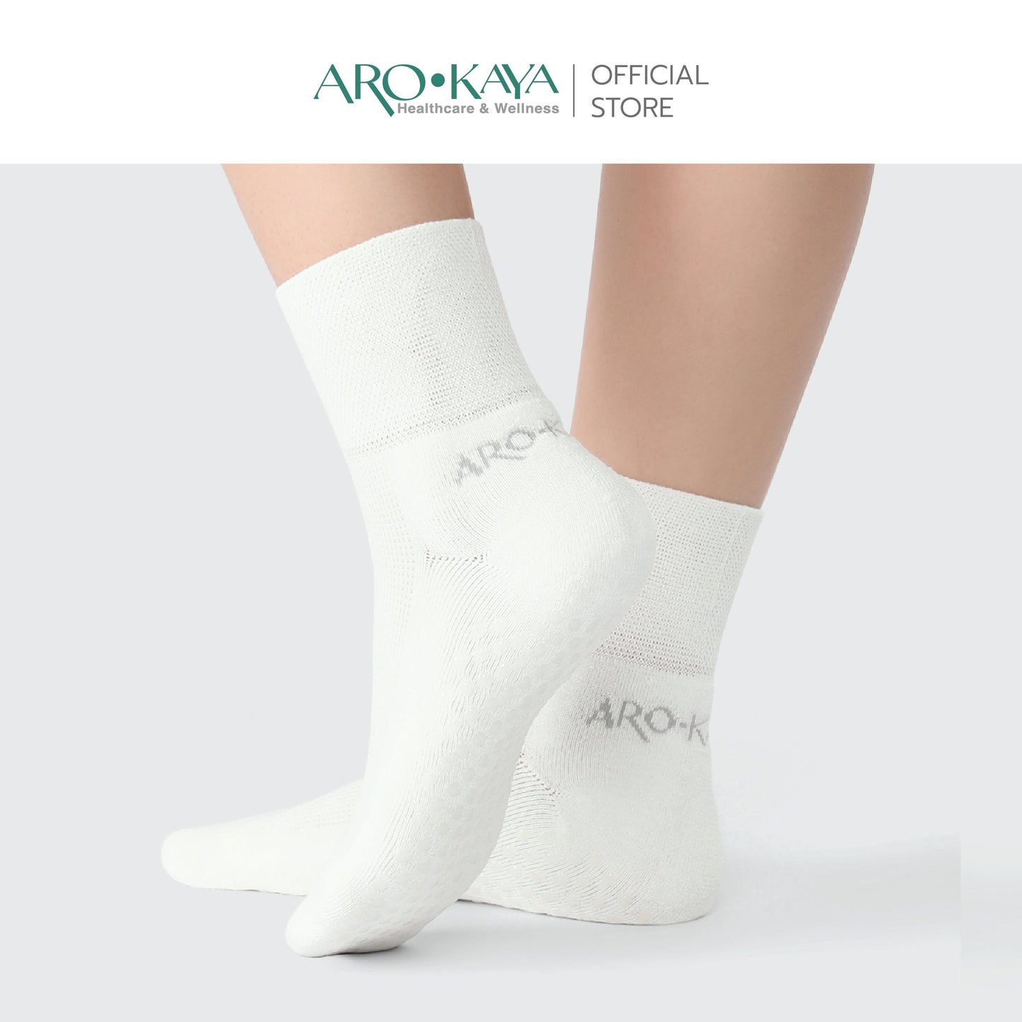 AROKAYA ZERO ODOR SOCKS - HEALTHY ถุงเท้าเพื่อสุขภาพ มีปุ่มซิลิโคนกันลื่นบริเวณฝ่าเท้า รุ่น AA1L04