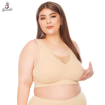 SGARLET PLUSSIZE Charlotte silky bra เสื้อในไร้โครง สาวอวบ free size สีเนื้อ รุ่น MB1521