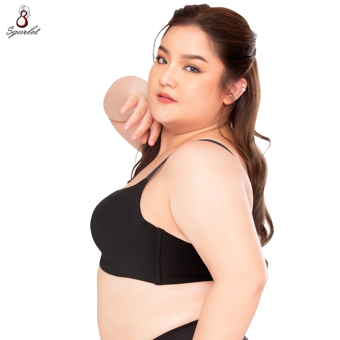 SGARLET PLUSSIZE เสื้อในมีโครง สาวอวบ เต้าเรียบ สีดำ สีเนื้อ รุ่น MB1757