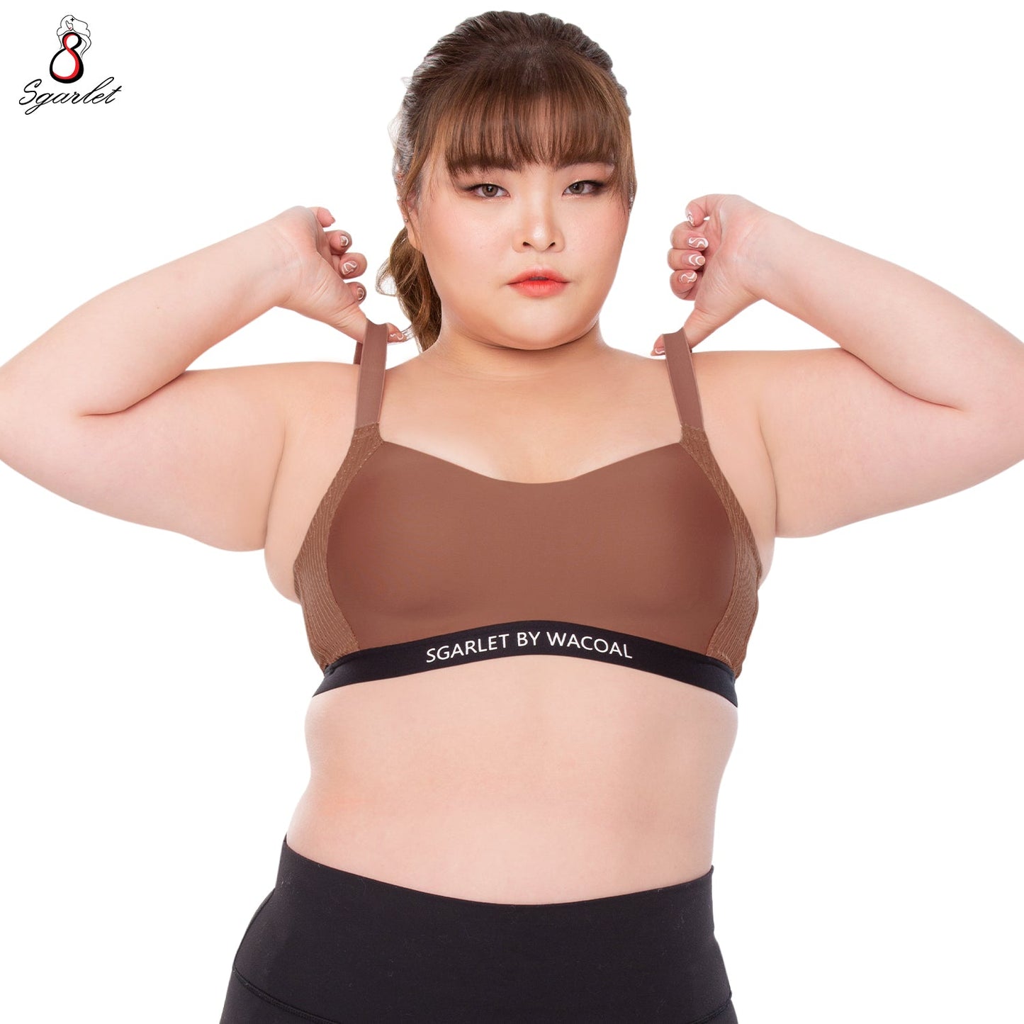 SGARLET PLUSSIZE Active bra เสื้อในไร้โครง สาวอวบ ตัวเรียบ สีดำ สีชาเย็น รุ่น MB1508