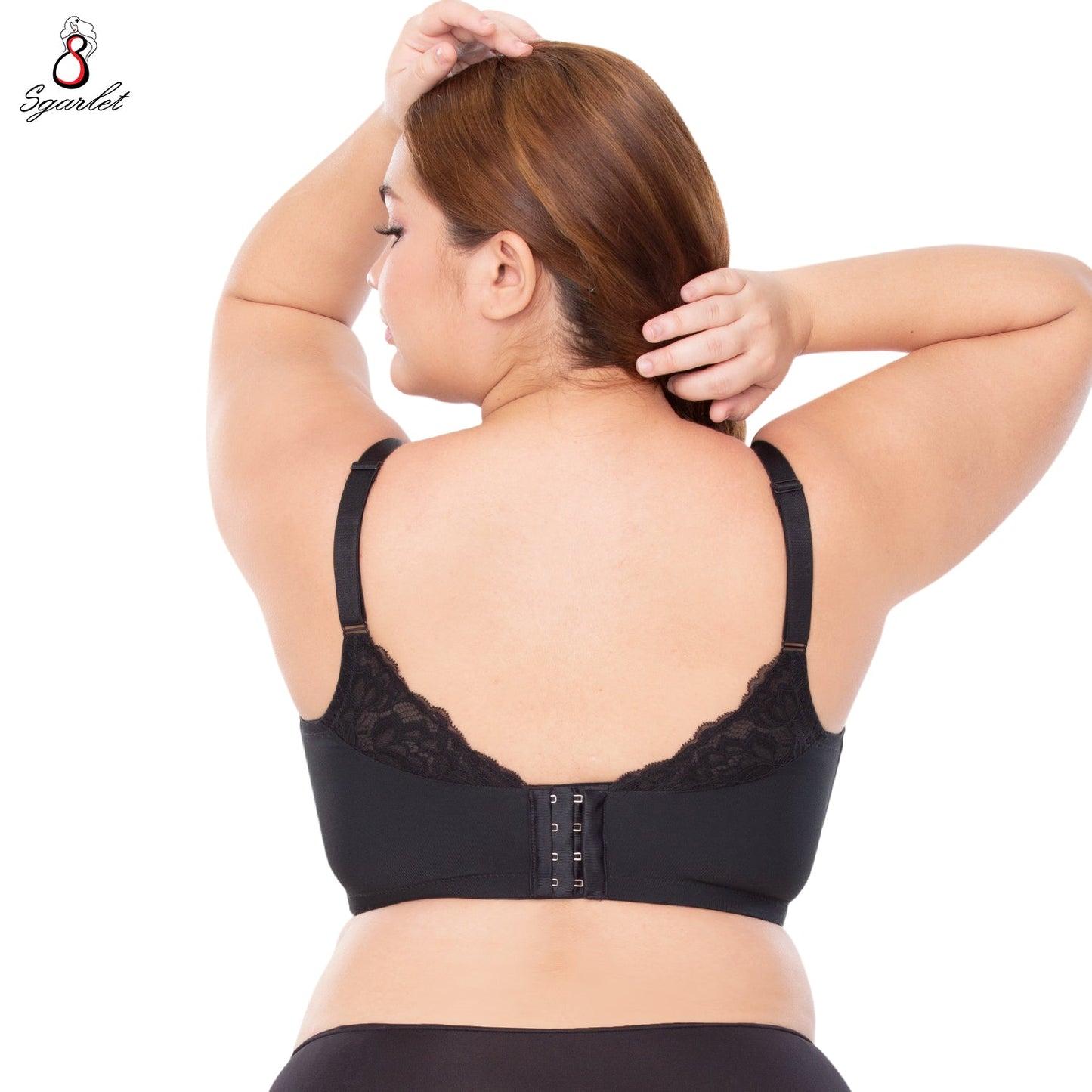 SGARLET PLUSSIZE Wireless bra เสื้อในไร้โครง สาวอวบ ลายลูกไม้ สีชมพูอ่อน สีดำ รุ่น MB1512