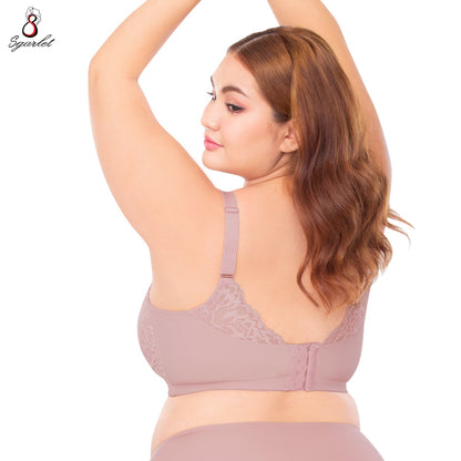 SGARLET PLUSSIZE Wireless bra เสื้อในไร้โครง สาวอวบ ลายลูกไม้ สีชมพูอ่อน สีดำ รุ่น MB1512