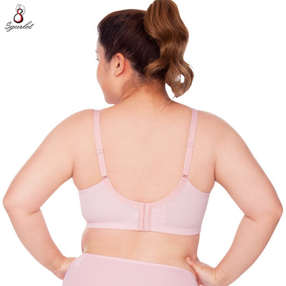 SGARLET PLUSSIZE Wireless bra เสื้อในไร้โครง สาวอวบ ลายลูกไม้ สีพีโอนี สีดำ รุ่น MB1516