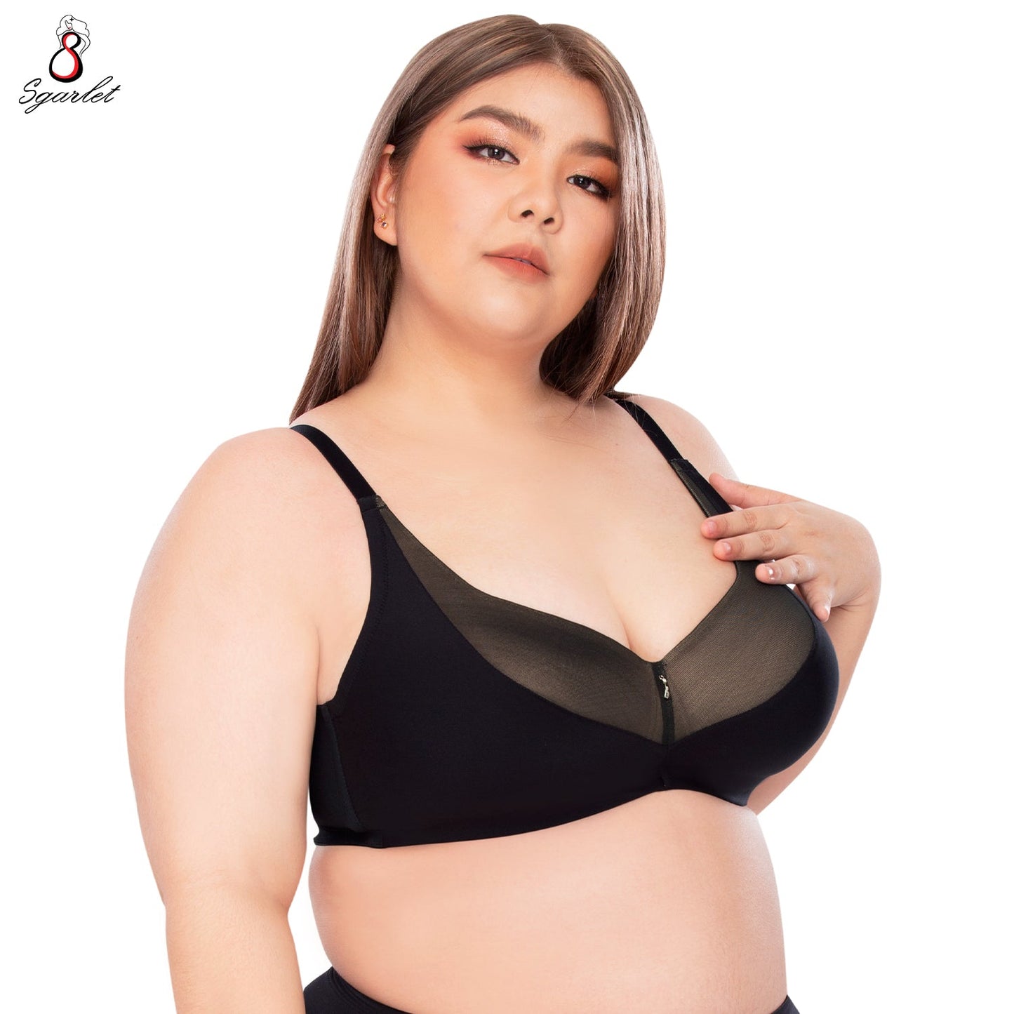 SGARLET PLUSSIZE เสื้อในไร้โครง สาวอวบ ตัวเรียบ สีเนื้อ สีดำ สีโอลด์โรส รุ่น MB1519