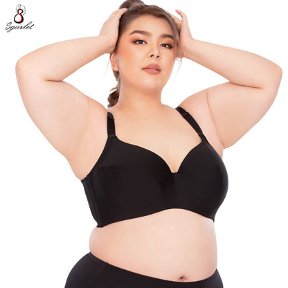 SGARLET PLUSSIZE Full coverage bra เสื้อในมีโครง สาวอวบ ตัวเรียบ สีเนื้อ สีดำ รุ่น MB1709