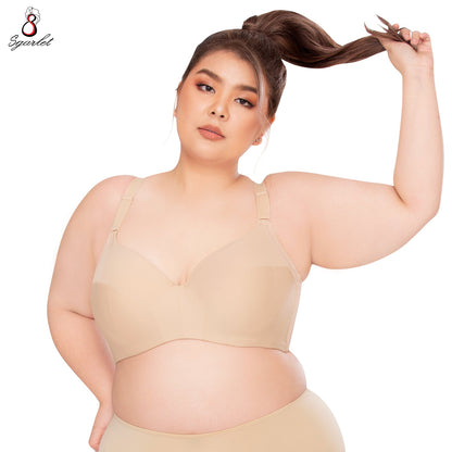 SGARLET PLUSSIZE Full coverage bra เสื้อในมีโครง สาวอวบ ตัวเรียบ สีเนื้อ สีดำ รุ่น MB1709