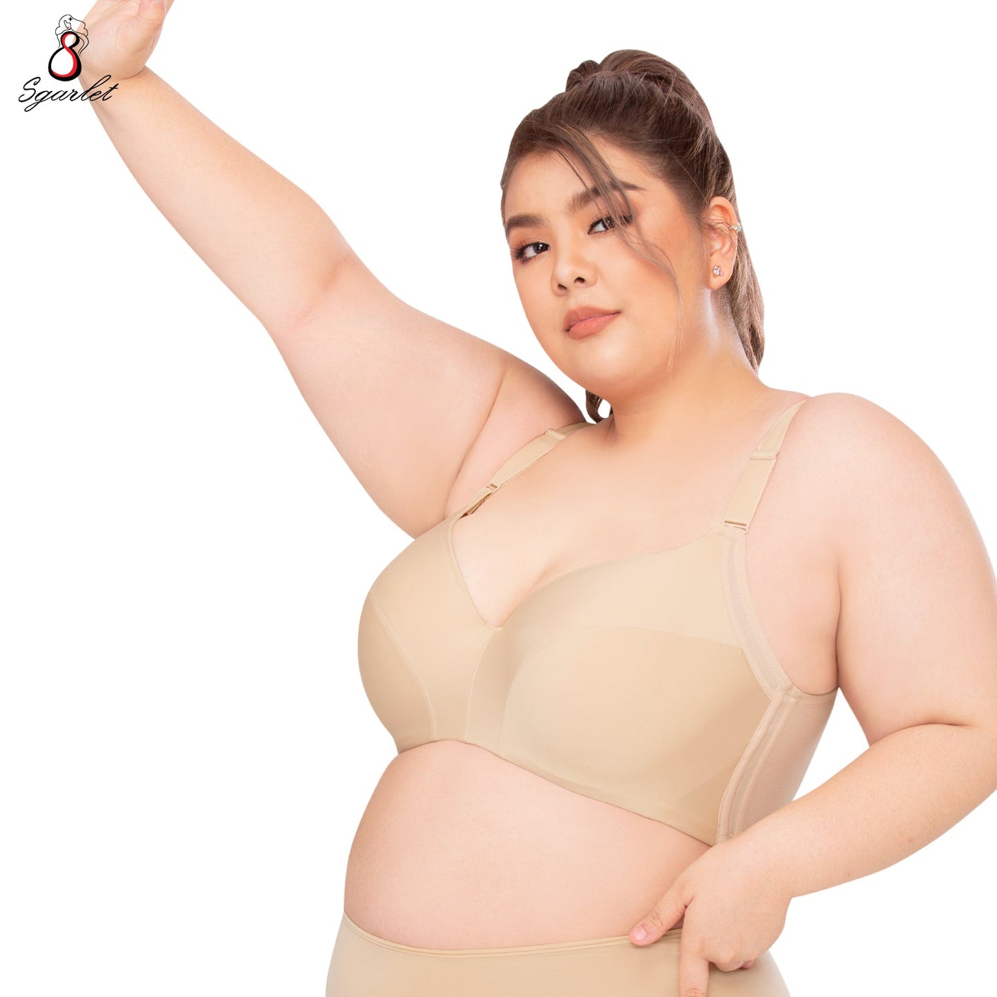 SGARLET PLUSSIZE Full coverage bra เสื้อในมีโครง สาวอวบ ตัวเรียบ สีเนื้อ สีดำ รุ่น MB1709