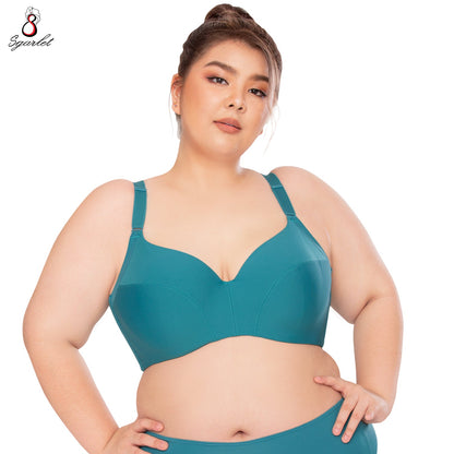 SGARLET PLUSSIZE Full coverage bra เสื้อในมีโครง สาวอวบ ตัวเรียบ สีเมอร์เมด รุ่น MB1709