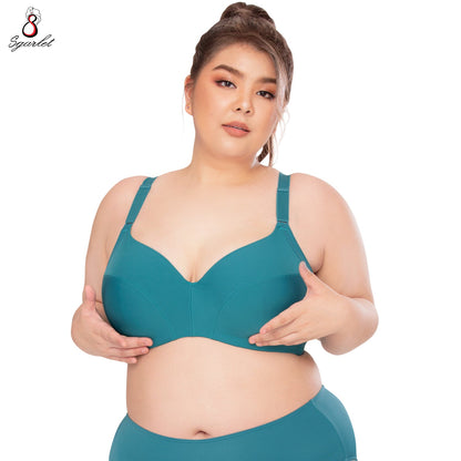 SGARLET PLUSSIZE Full coverage bra เสื้อในมีโครง สาวอวบ ตัวเรียบ สีเมอร์เมด รุ่น MB1709