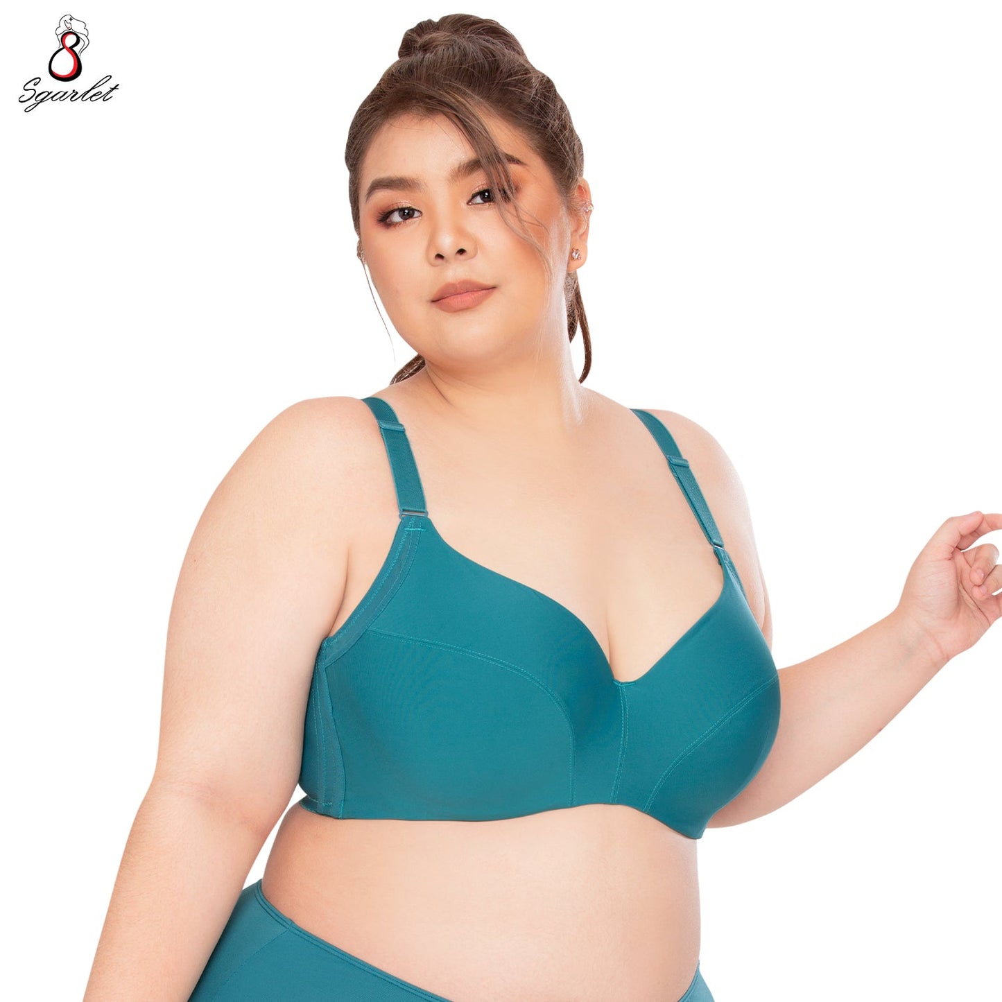 SGARLET PLUSSIZE Full coverage bra เสื้อในมีโครง สาวอวบ ตัวเรียบ สีเมอร์เมด รุ่น MB1709