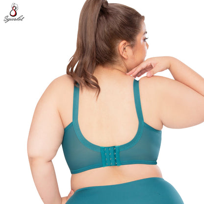 SGARLET PLUSSIZE Full coverage bra เสื้อในมีโครง สาวอวบ ตัวเรียบ สีเมอร์เมด รุ่น MB1709