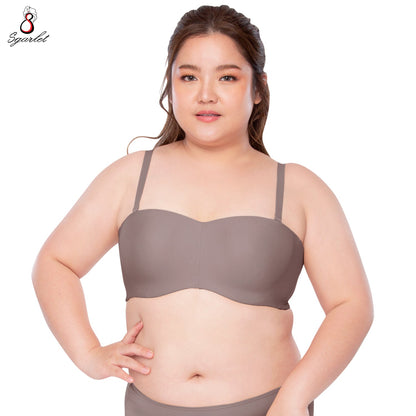 SGARLET PLUSSIZE Locking bra เสื้อในมีโครง สาวอวบ เกาะอกถอดสายได้ สีกะปิ สีช็อกโกแลต สีโอลด์โรส รุ่น MB1728