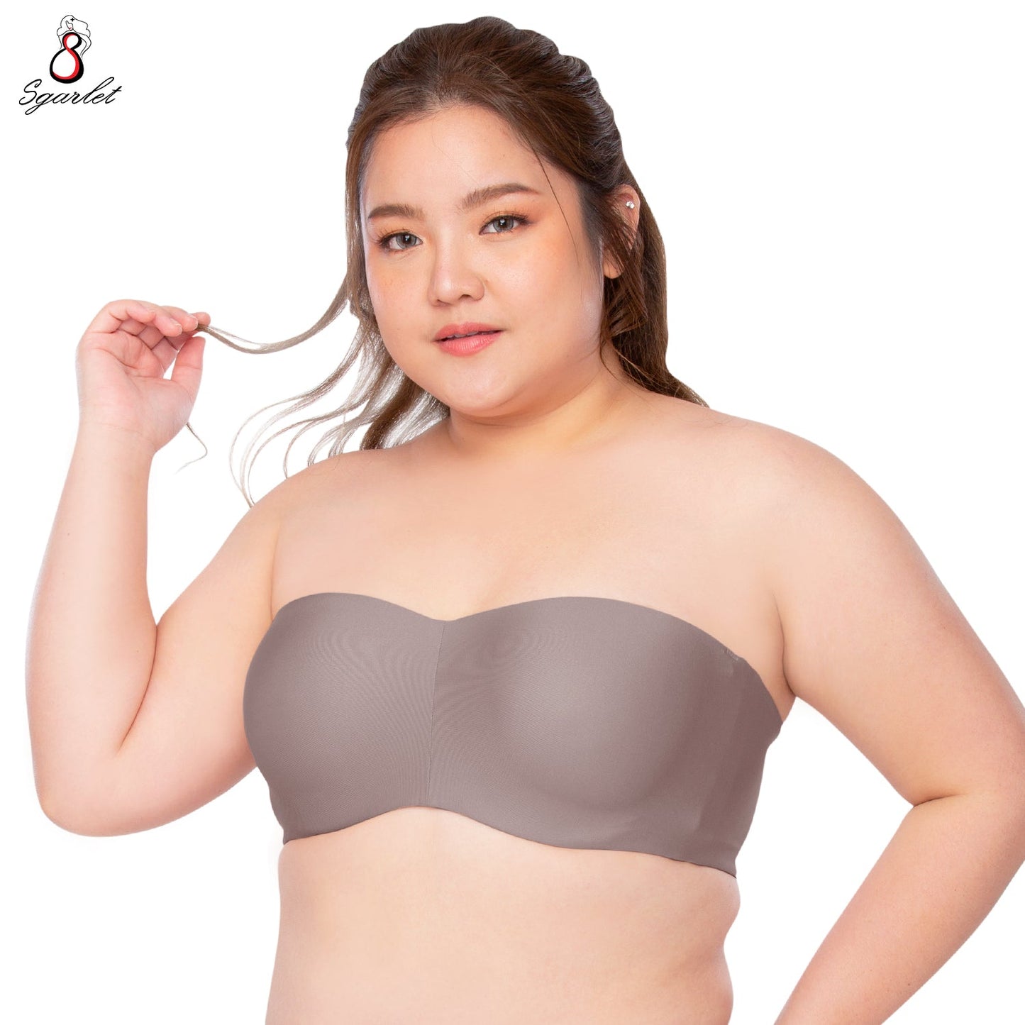 SGARLET PLUSSIZE Locking bra เสื้อในมีโครง สาวอวบ เกาะอกถอดสายได้ สีกะปิ สีช็อกโกแลต สีโอลด์โรส รุ่น MB1728