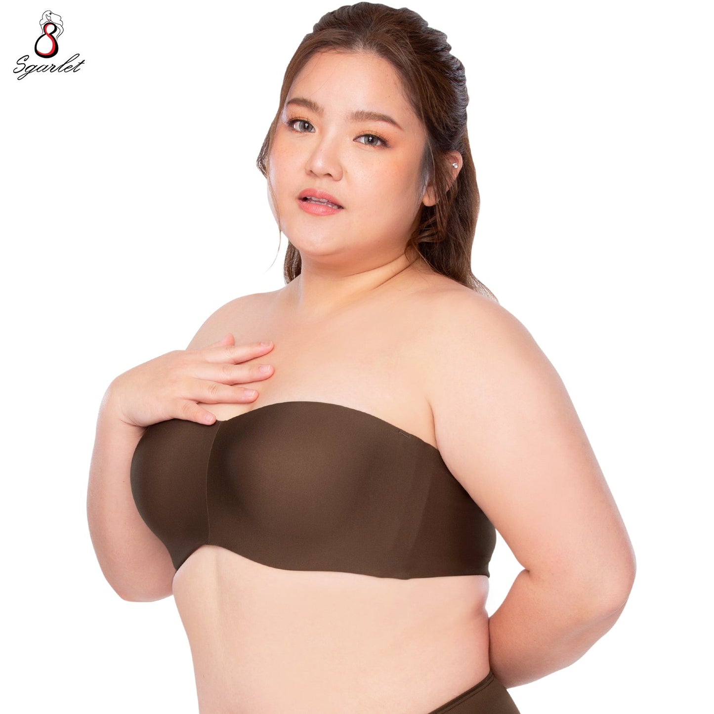 SGARLET PLUSSIZE Locking bra เสื้อในมีโครง สาวอวบ เกาะอกถอดสายได้ สีกะปิ สีช็อกโกแลต สีโอลด์โรส รุ่น MB1728