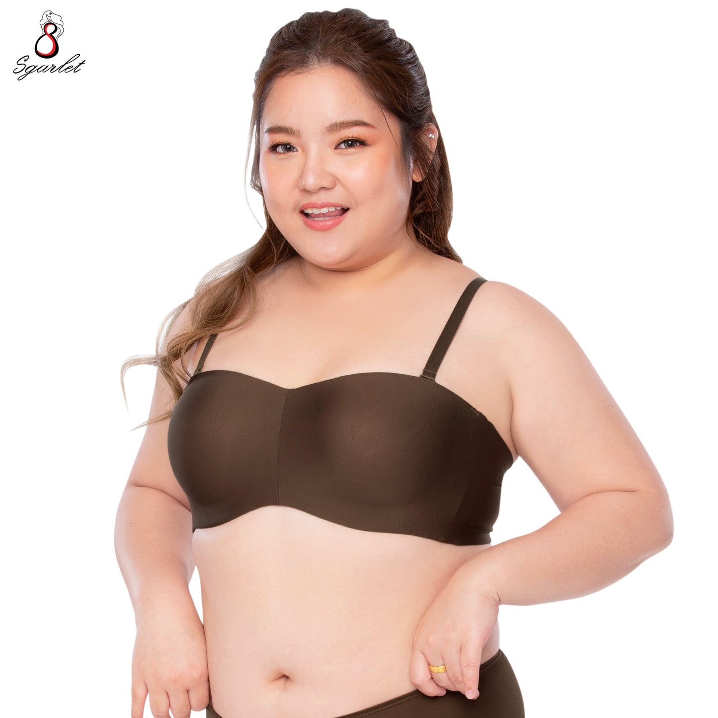 SGARLET PLUSSIZE Locking bra เสื้อในมีโครง สาวอวบ เกาะอกถอดสายได้ สีกะปิ สีช็อกโกแลต สีโอลด์โรส รุ่น MB1728