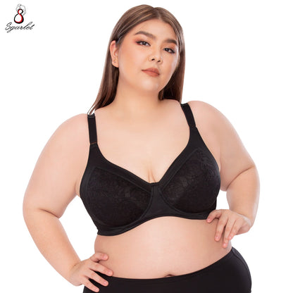 SGARLET PLUSSIZE Sophia underwire bra เสื้อในมีโครง สาวอวบ ลายลูกไม้ สีดำ สีเนื้อ รุ่น MB1733