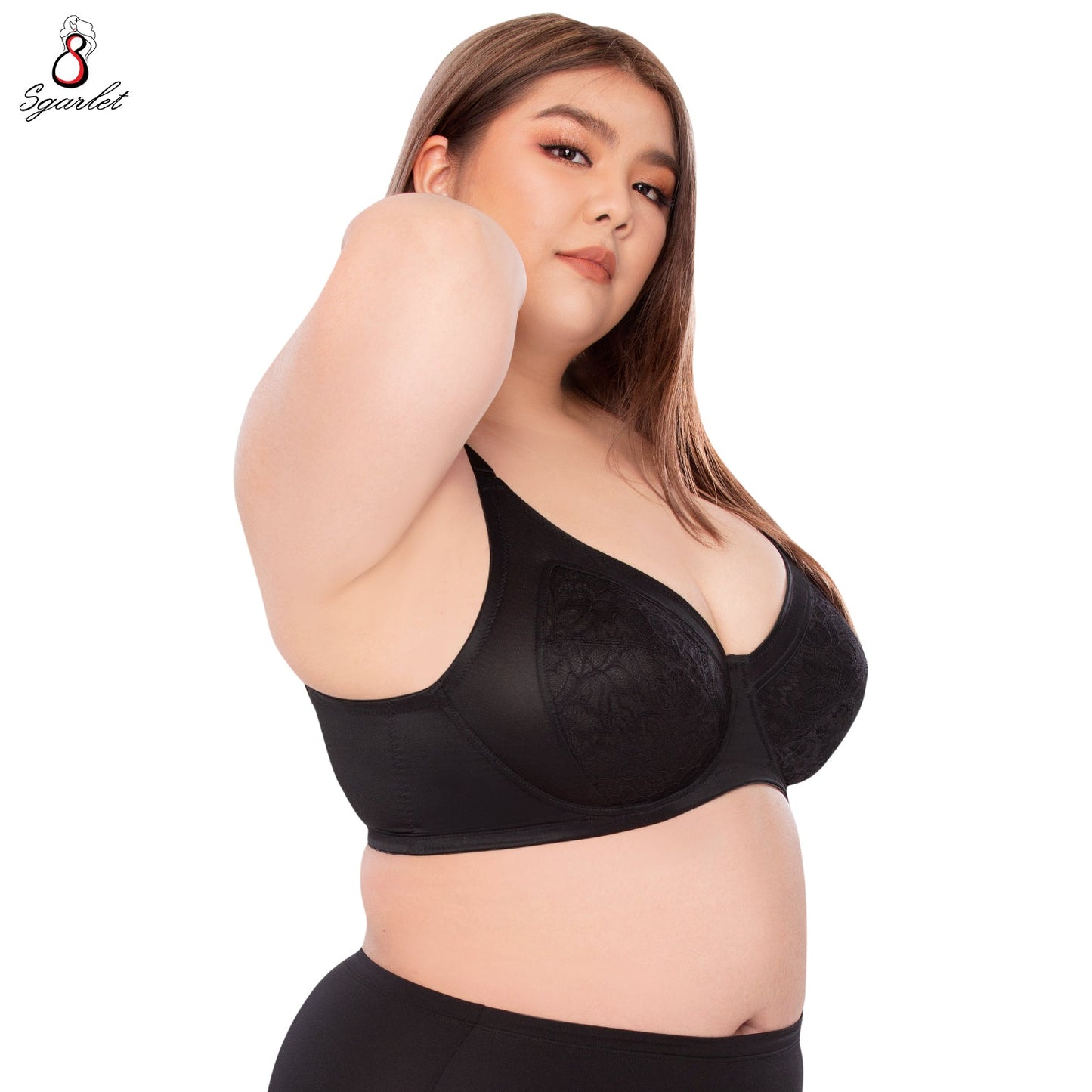 SGARLET PLUSSIZE Sophia underwire bra เสื้อในมีโครง สาวอวบ ลายลูกไม้ สีดำ สีเนื้อ รุ่น MB1733