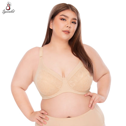 SGARLET PLUSSIZE Sophia underwire bra เสื้อในมีโครง สาวอวบ ลายลูกไม้ สีดำ สีเนื้อ รุ่น MB1733