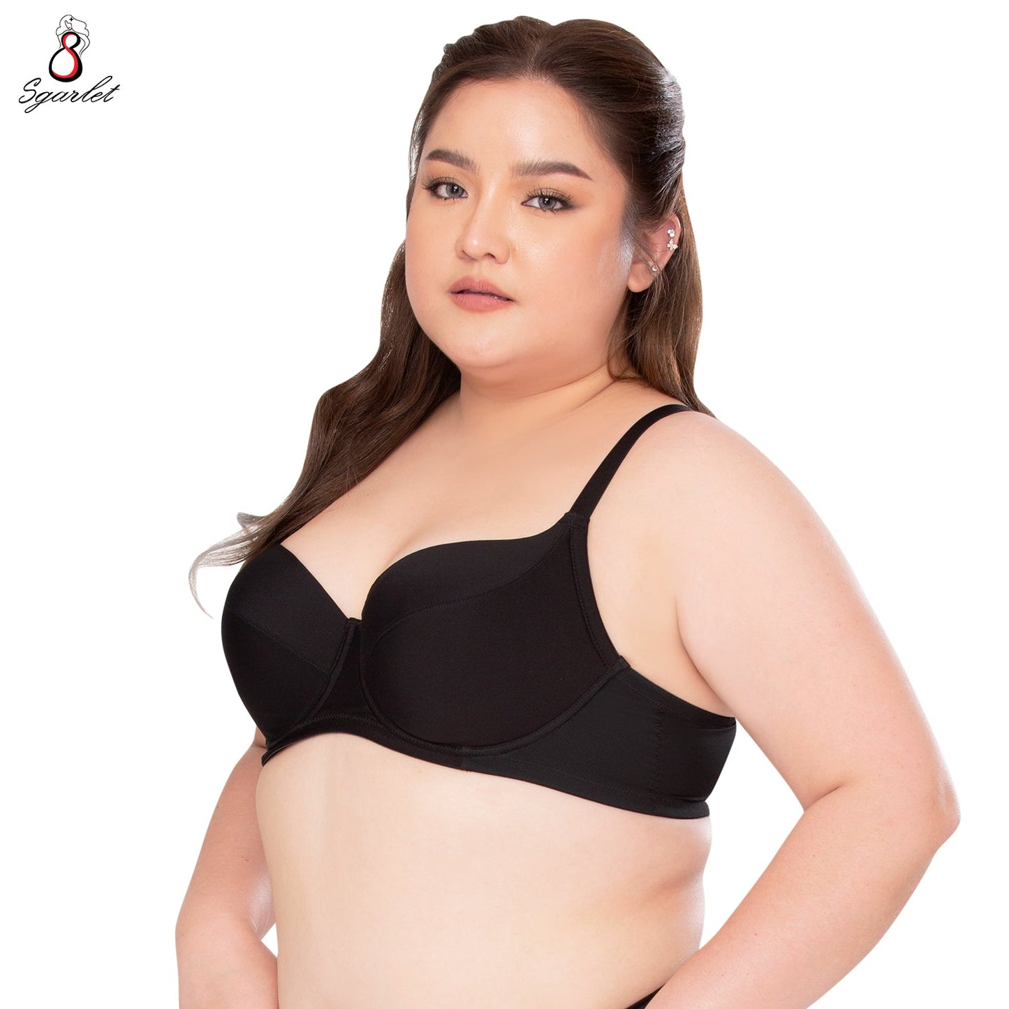 SGARLET PLUSSIZE Smooth bra เสื้อในมีโครง สาวอวบ เต้าเรียบ สีดำ สีเนื้อ รุ่น MB1736