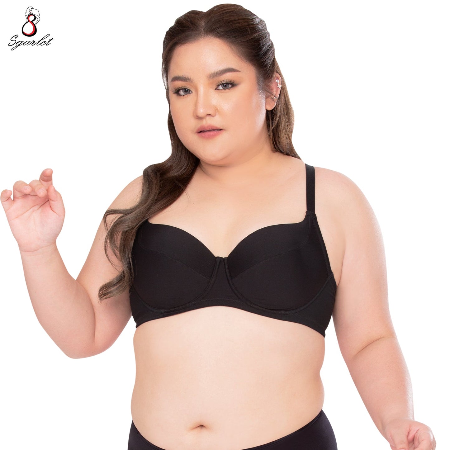 SGARLET PLUSSIZE Smooth bra เสื้อในมีโครง สาวอวบ เต้าเรียบ สีดำ สีเนื้อ รุ่น MB1736