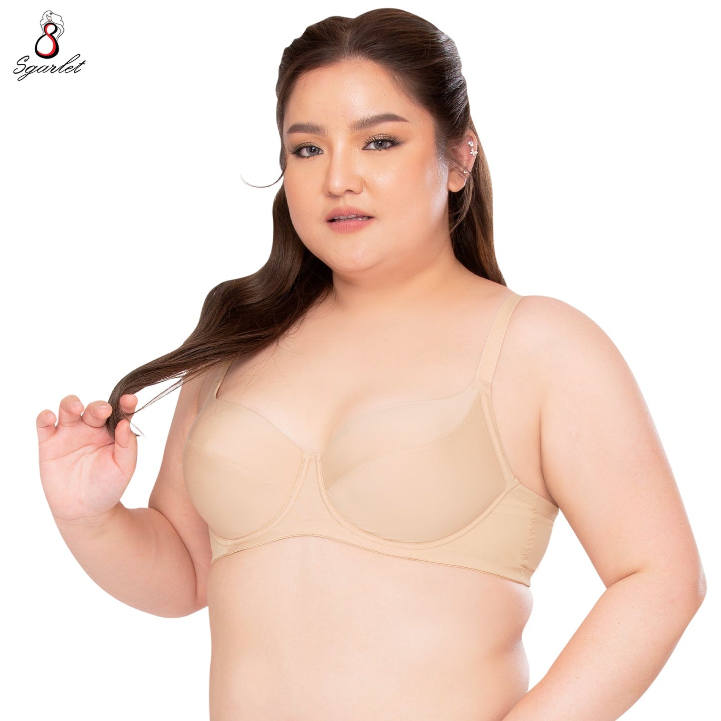 SGARLET PLUSSIZE Smooth bra เสื้อในมีโครง สาวอวบ เต้าเรียบ สีดำ สีเนื้อ รุ่น MB1736