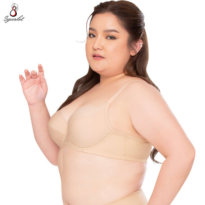 SGARLET PLUSSIZE Smooth bra เสื้อในมีโครง สาวอวบ เต้าเรียบ สีดำ สีเนื้อ รุ่น MB1736