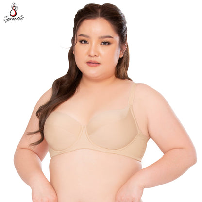 SGARLET PLUSSIZE Smooth bra เสื้อในมีโครง สาวอวบ เต้าเรียบ สีดำ สีเนื้อ รุ่น MB1736