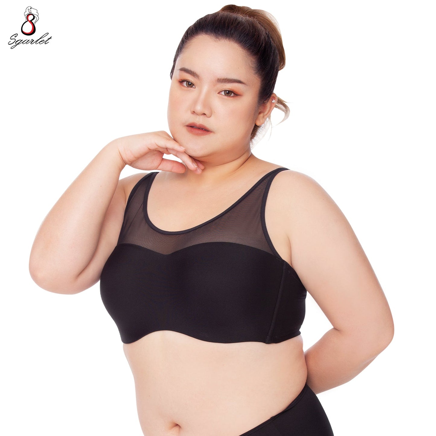 SGARLET PLUSSIZE Vicky bra เสื้อในมีโครง สาวอวบ เต้าเรียบ tank top สีดำ สีเนื้อ รุ่น MB1742