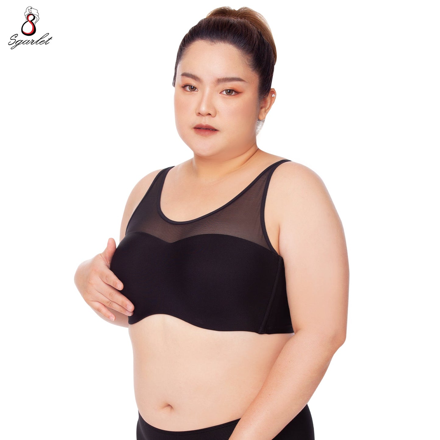 SGARLET PLUSSIZE Vicky bra เสื้อในมีโครง สาวอวบ เต้าเรียบ tank top สีดำ สีเนื้อ รุ่น MB1742