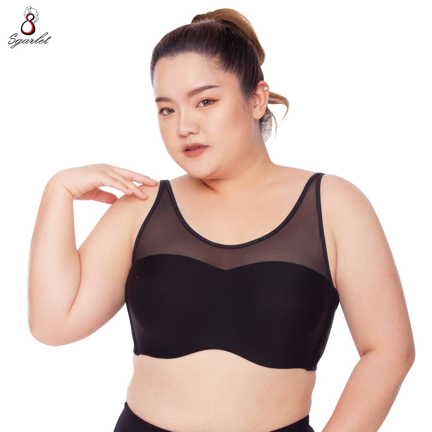 SGARLET PLUSSIZE Vicky bra เสื้อในมีโครง สาวอวบ เต้าเรียบ tank top สีดำ สีเนื้อ รุ่น MB1742