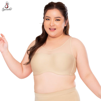 SGARLET PLUSSIZE Vicky bra เสื้อในมีโครง สาวอวบ เต้าเรียบ tank top สีดำ สีเนื้อ รุ่น MB1742