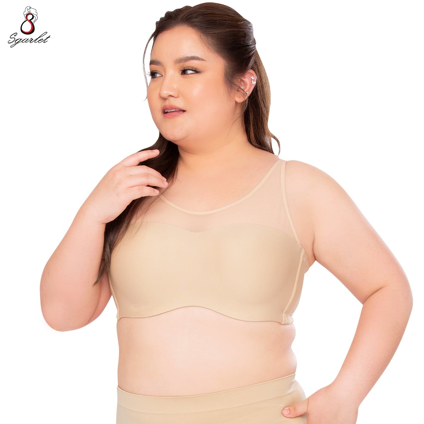 SGARLET PLUSSIZE Vicky bra เสื้อในมีโครง สาวอวบ เต้าเรียบ tank top สีดำ สีเนื้อ รุ่น MB1742