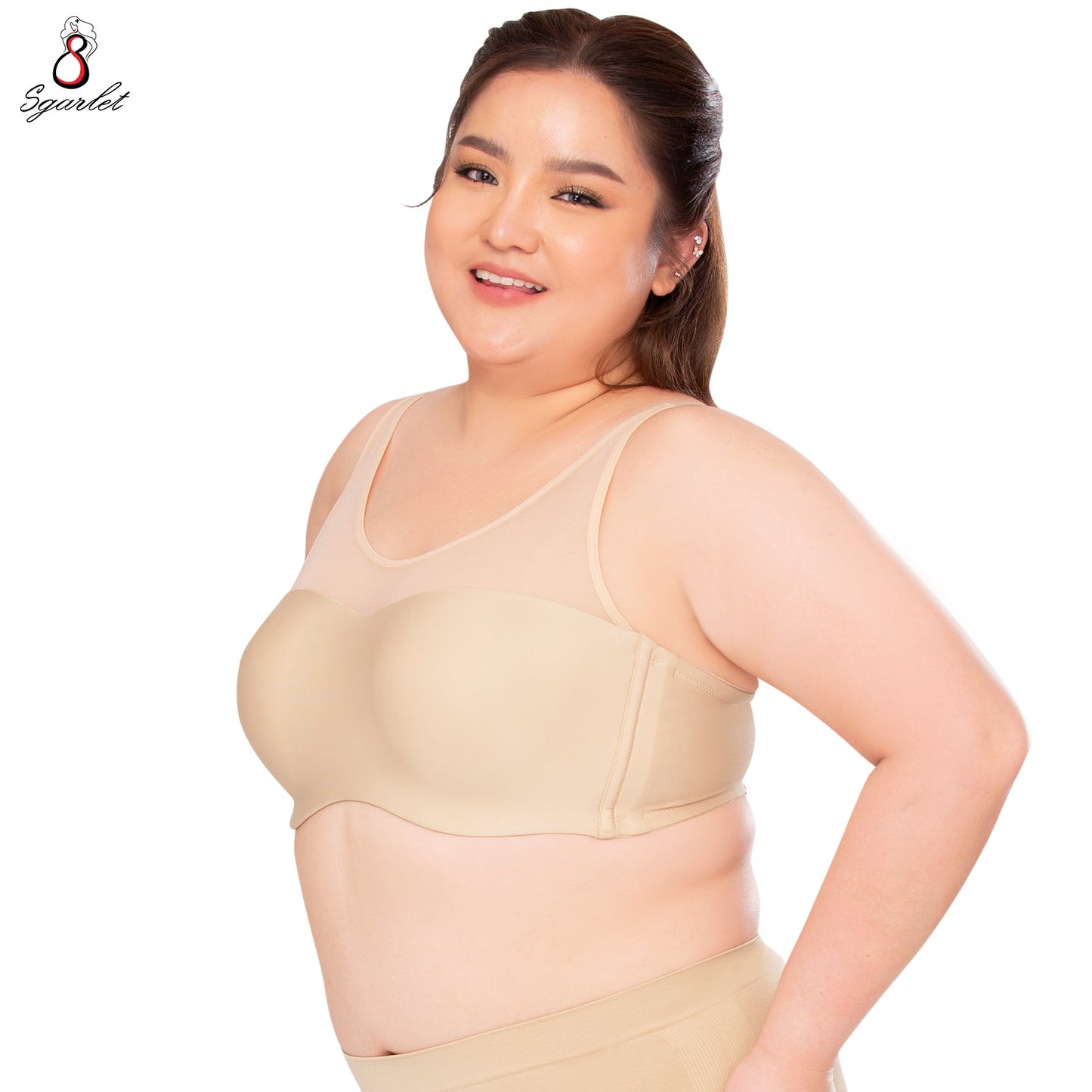 SGARLET PLUSSIZE Vicky bra เสื้อในมีโครง สาวอวบ เต้าเรียบ tank top สีดำ สีเนื้อ รุ่น MB1742