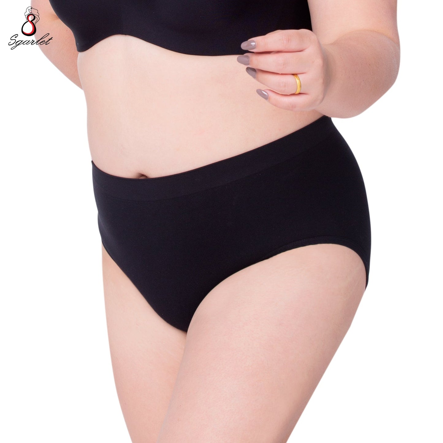 SGARLET PLUSSIZE Seamless panties กางเกงชั้นใน ไร้ตะเข็บ สาวอวบ สีเนื้อ สีดำ รุ่น MB6003