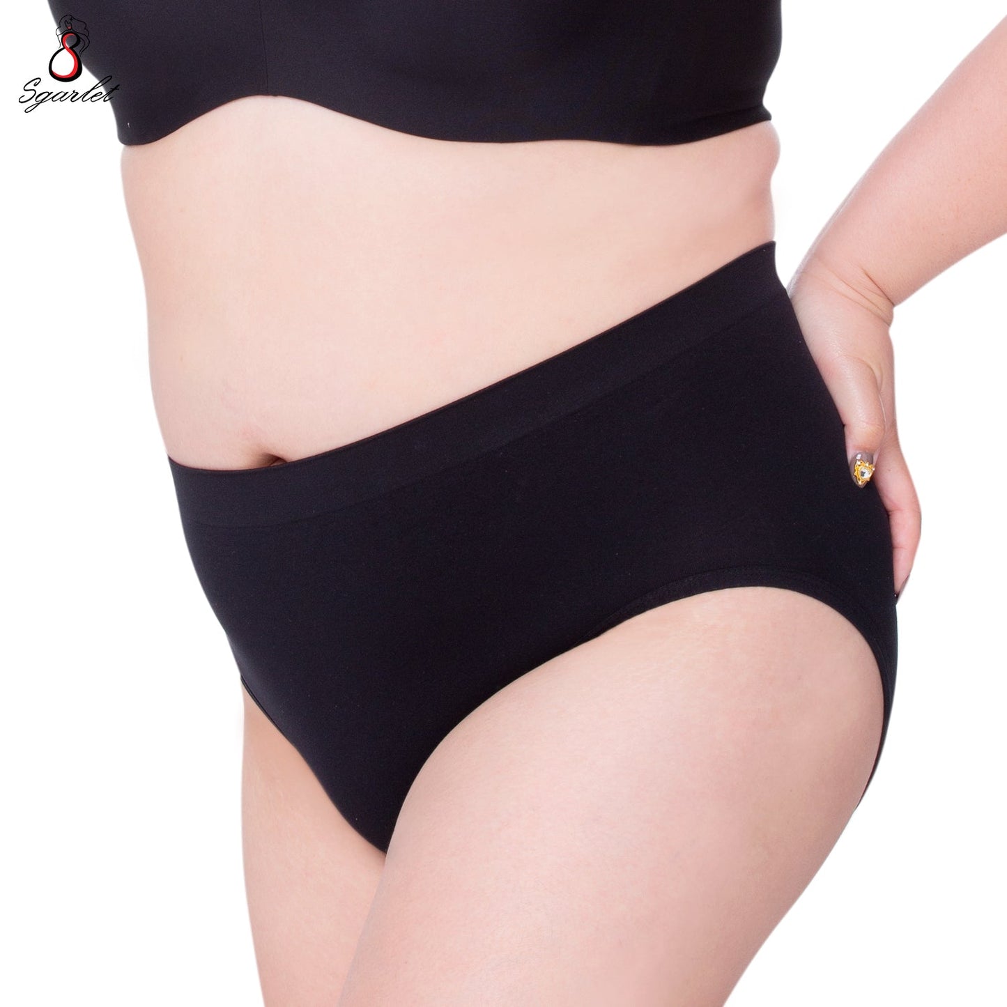 SGARLET PLUSSIZE Seamless panties กางเกงชั้นใน ไร้ตะเข็บ สาวอวบ สีเนื้อ สีดำ รุ่น MB6003