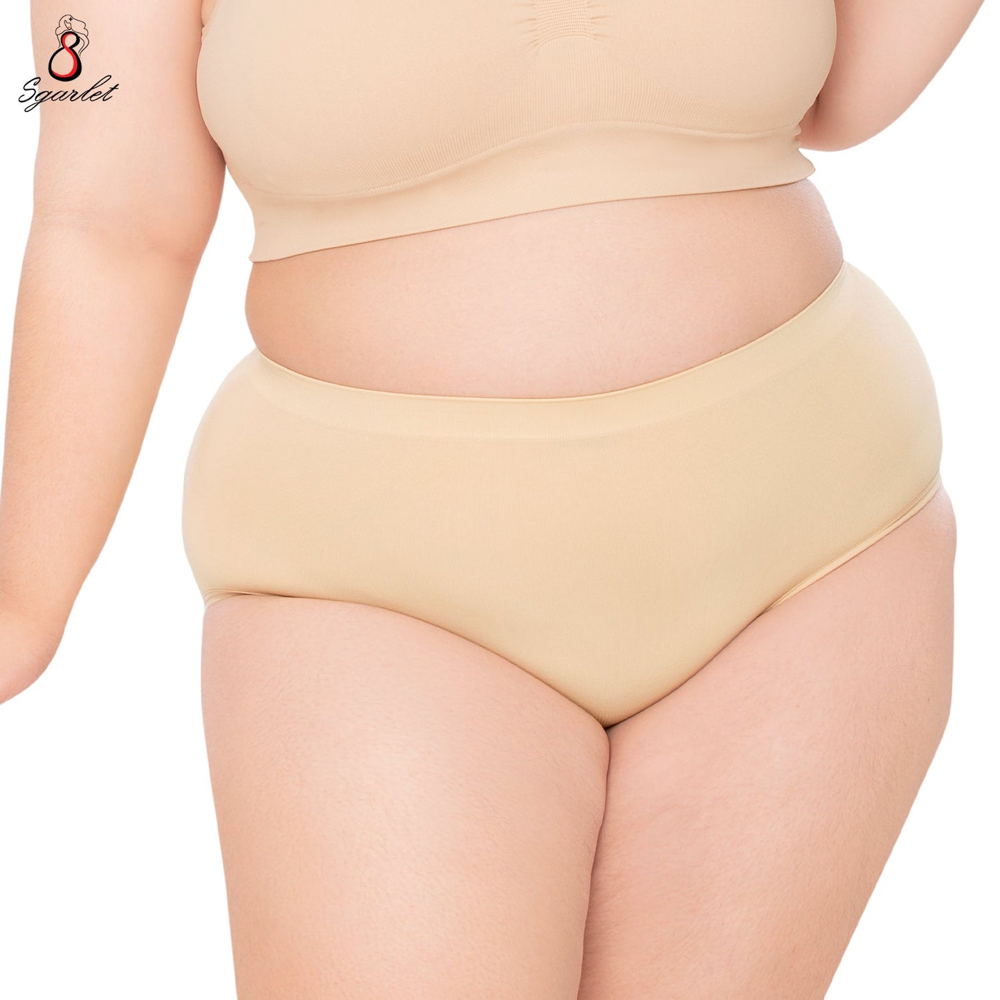 SGARLET PLUSSIZE Seamless panties กางเกงใน ไร้ตะเข็บ สาวอวบ ฟรีไซซ์ สีเนื้อ รุ่น MB6010