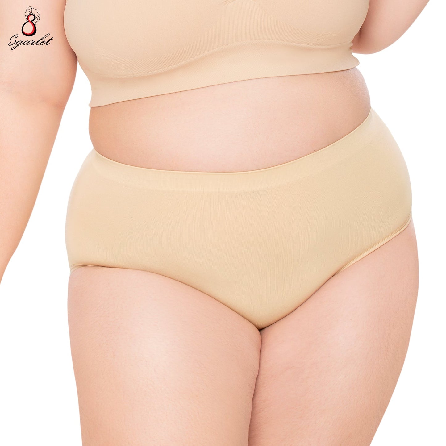 SGARLET PLUSSIZE Seamless panties กางเกงใน ไร้ตะเข็บ สาวอวบ ฟรีไซซ์ สีเนื้อ รุ่น MB6010