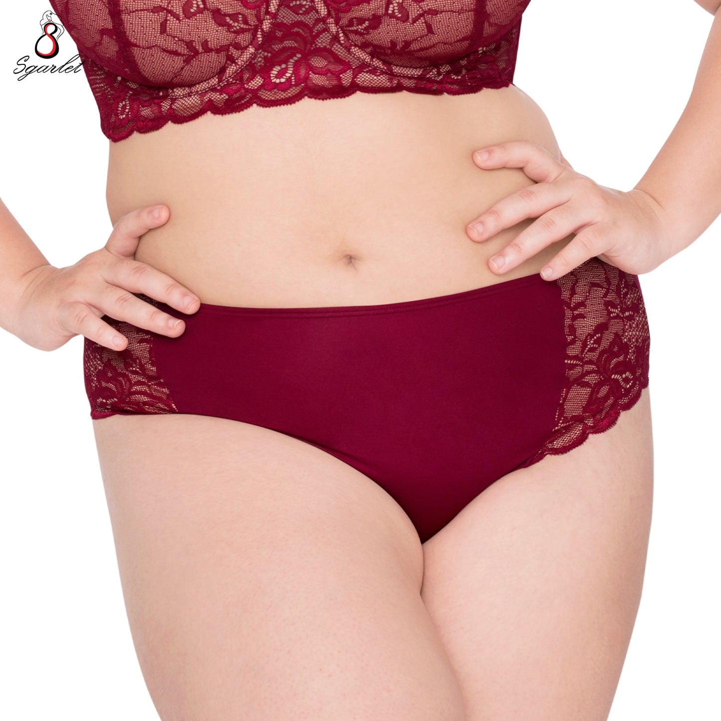 SGARLET PLUSSIZE Panties กางเกงใน สาวอวบ ลายลูกไม้ สีดำ สีเนื้อ สีแดง รุ่น MBU721