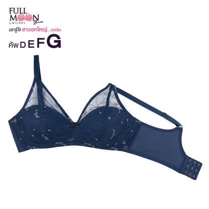 FULL MOON BRA TO THE MOON เสื้อในไร้โครง แต่งลูกไม้ (สาวคัพใหญ่) สีน้ำเงิน สีม่วง รุ่น NB45100