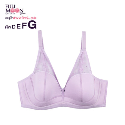FULL MOON BRA TO THE MOON เสื้อในไร้โครง แต่งลูกไม้ (สาวคัพใหญ่) สีน้ำเงิน สีม่วง รุ่น NB45100